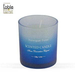Glass Norwegian Forest Scented Candle featuring built-in LED lights