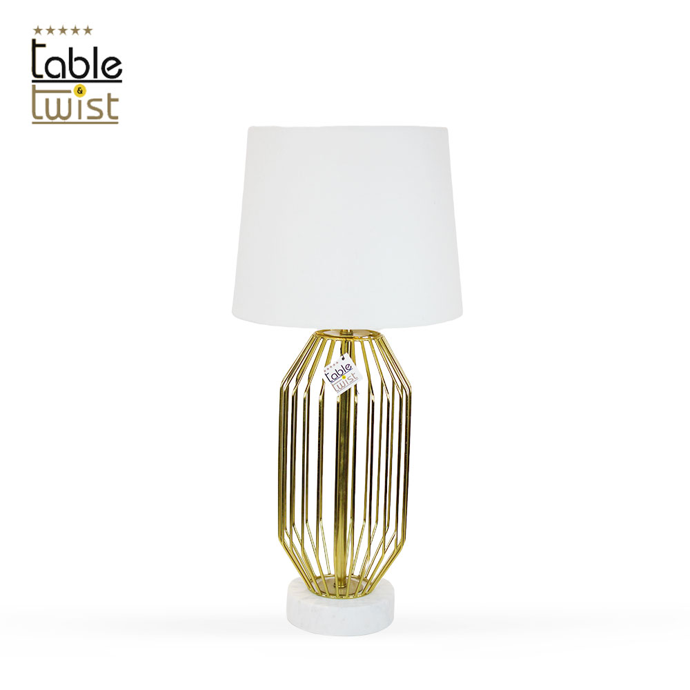 Golden Grated Metal Coop Table Lamp