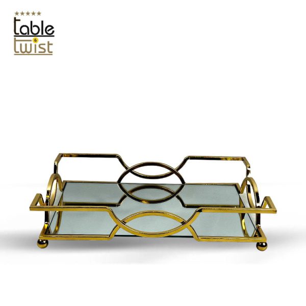 Rectangle Golden Glass Vanity Tray