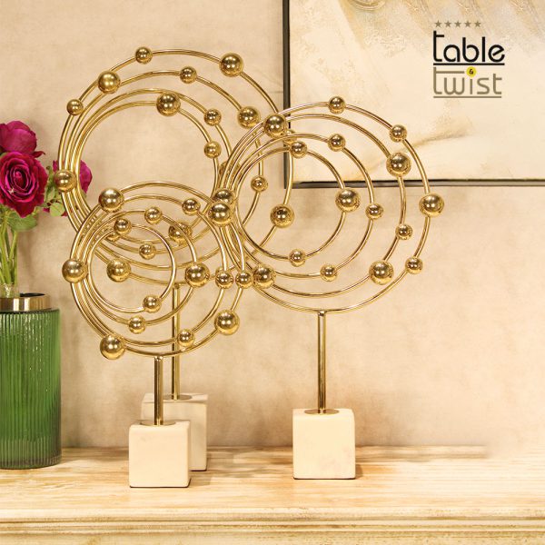 Gold Abstract Table Decor with Marble Base